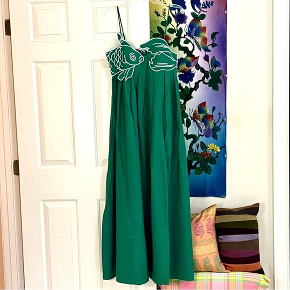🌺🎉HP🎉🌺 NWT Farm Rio Green Fish Top Maxi Dress - Picture 11 of 16